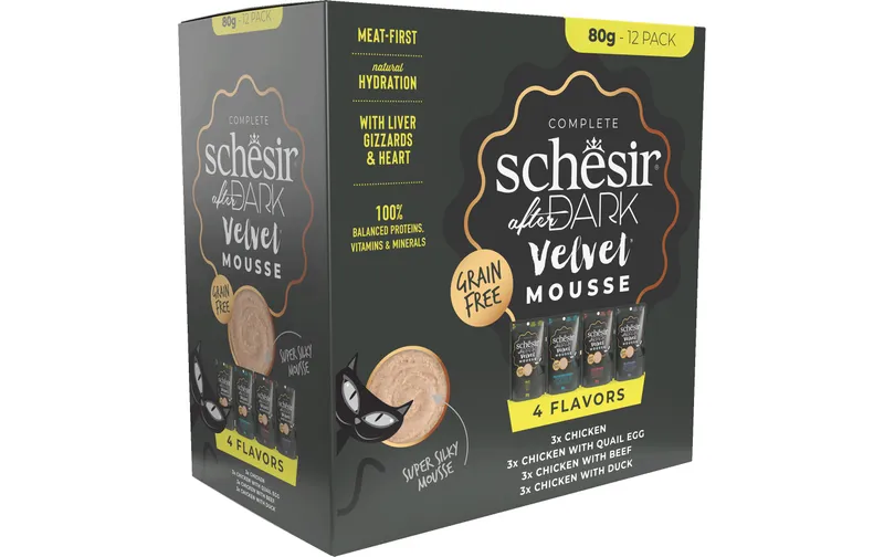 Schesir Nassfutter after Dark Velvet Mousse Multipack, 12 x 80 g