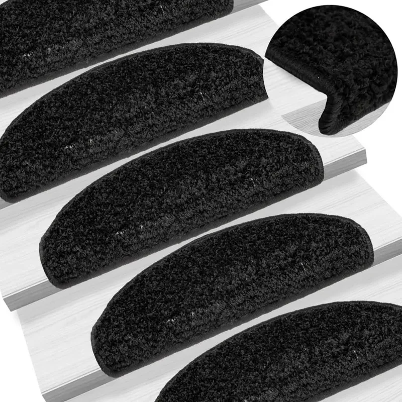 Stufenmatten 15 Stk. 65x21x4 cm Schwarz Halbrund Groß