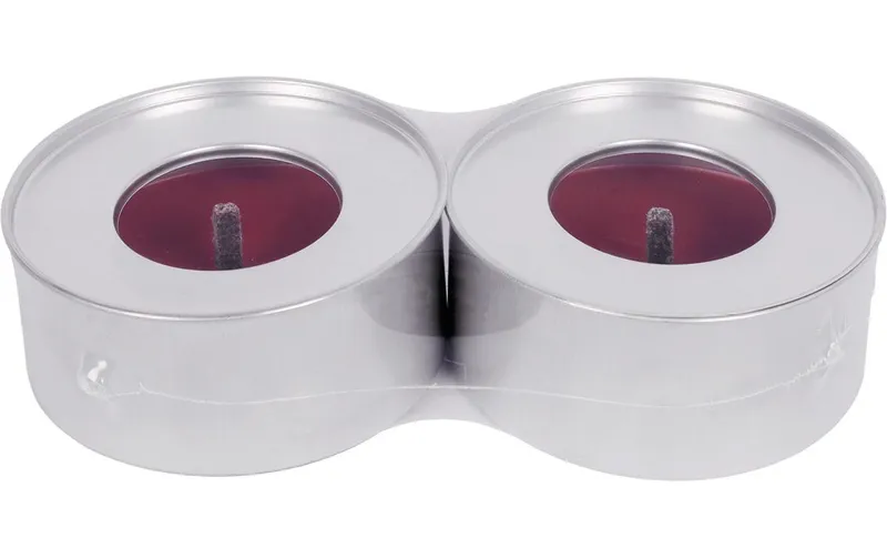 müller Kerzen Metalldose mit rotem Wachs 9.6 x 4.3 cm, rouge, 2 pièces