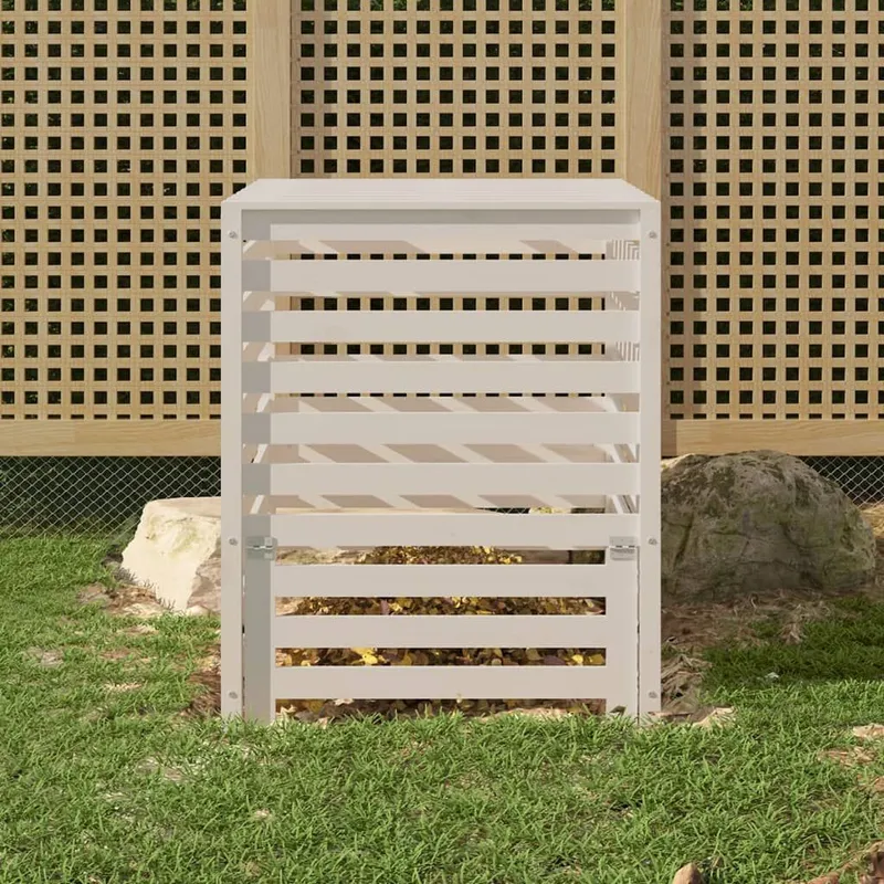 Komposter bianco 82,5x82,5x99,5 cm legno massiccio pino