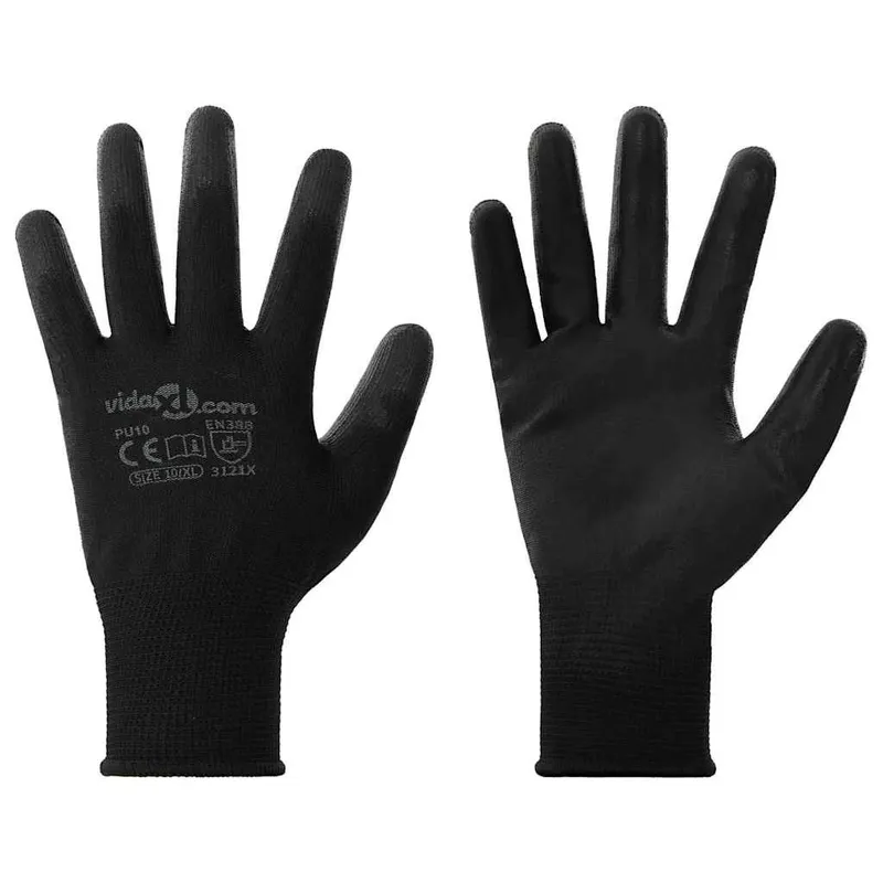 Arbeitshandschuhe 12 Stk. Schwarz 10 / XL Polyester