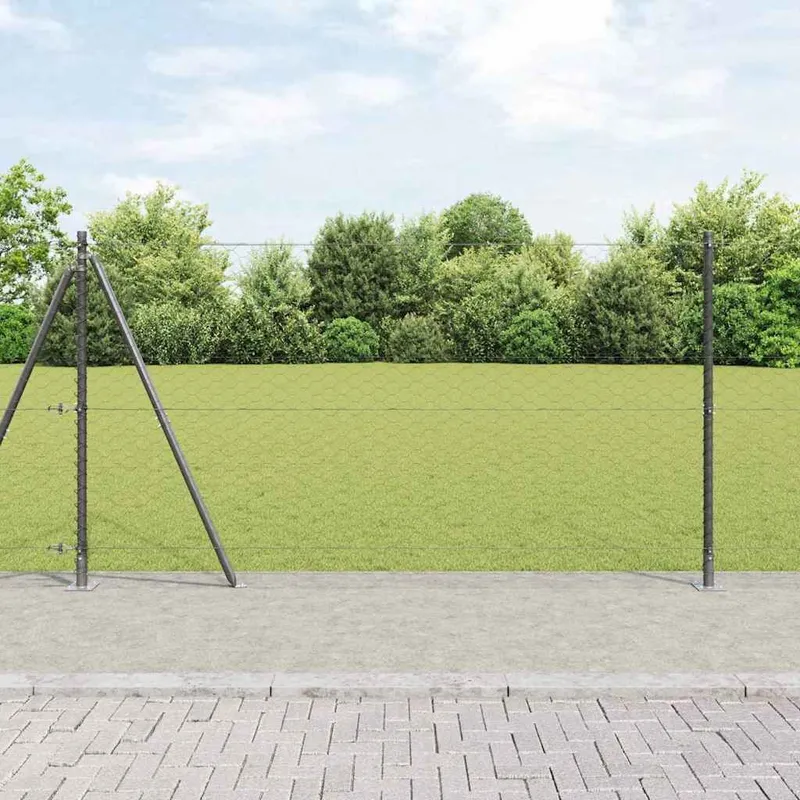 Sechseckzaun mit Betonsockel 10 x 1,2 m PVC-beschichteter Stahl