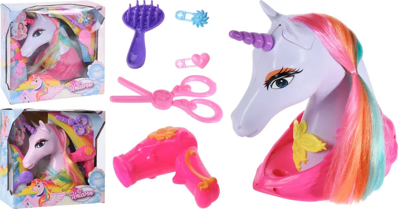 Einhornkopf mit farbigem Haar
