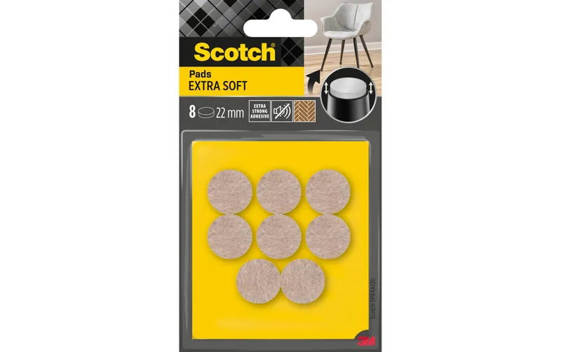 Scotch Filzgleiter Extra-Soft, Ø 22 mm, Beige, 8er Pack