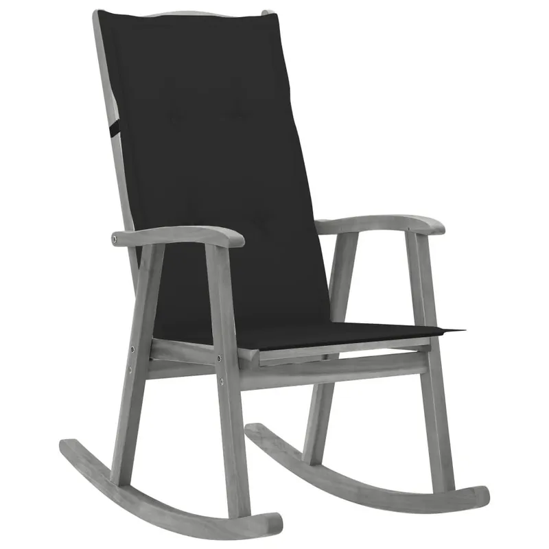 Schaukelstuhl mit Auflage grigio legno massiccio acacia