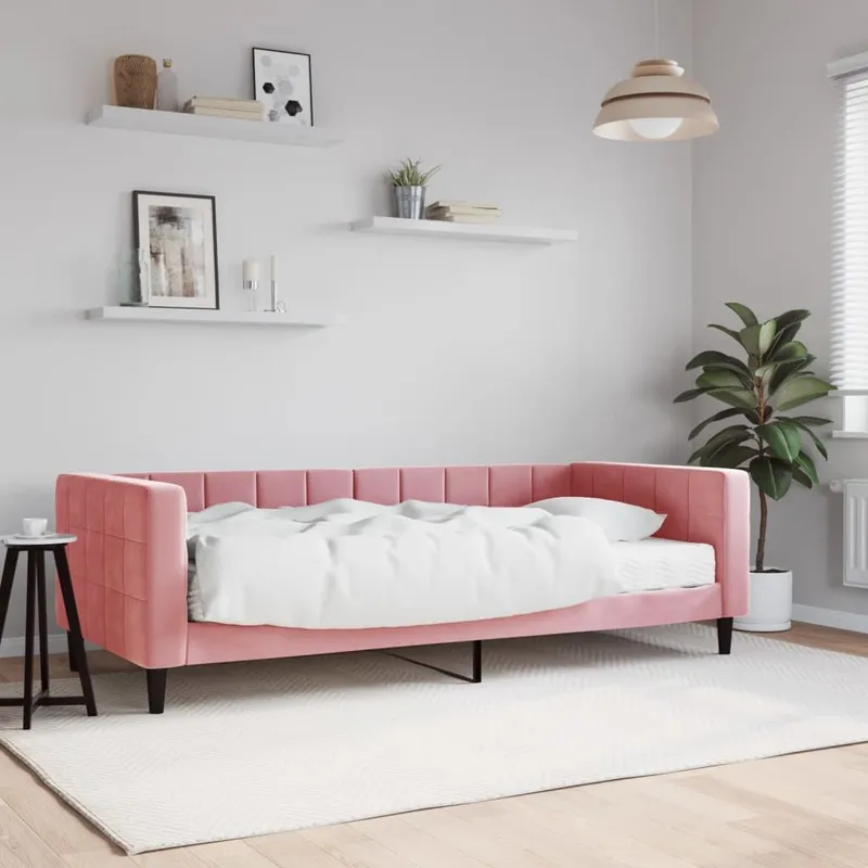 divano letto con materasso rosa 90x200 cm velluto