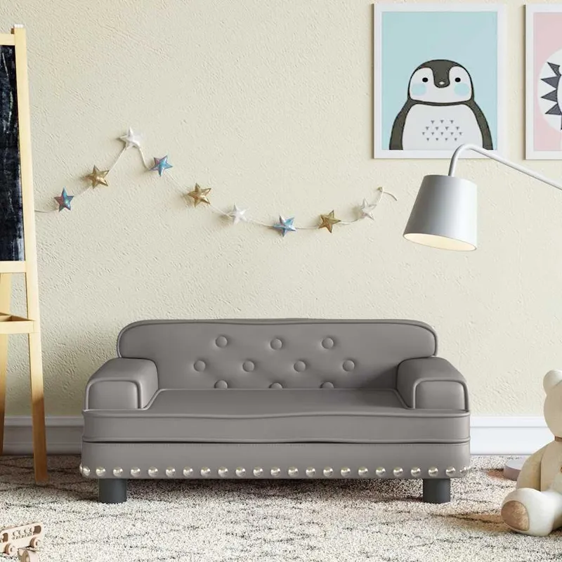 Kindersofa grigio 70x45x30 cm Kunstleder