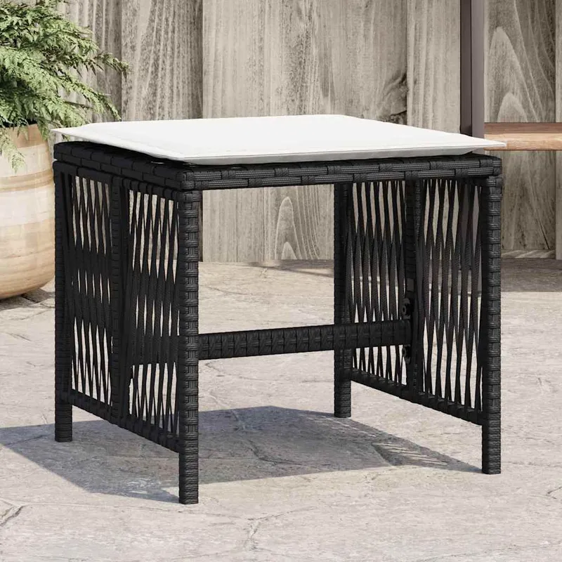 Gartenhocker mit Kissen 4 Stk. nero 41x41x36 cm Poly Rattan