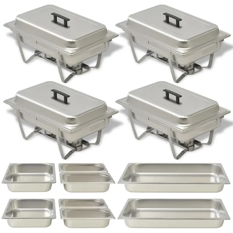 Ensemble de chauffe-plats 4 pcs Acier inoxydable
