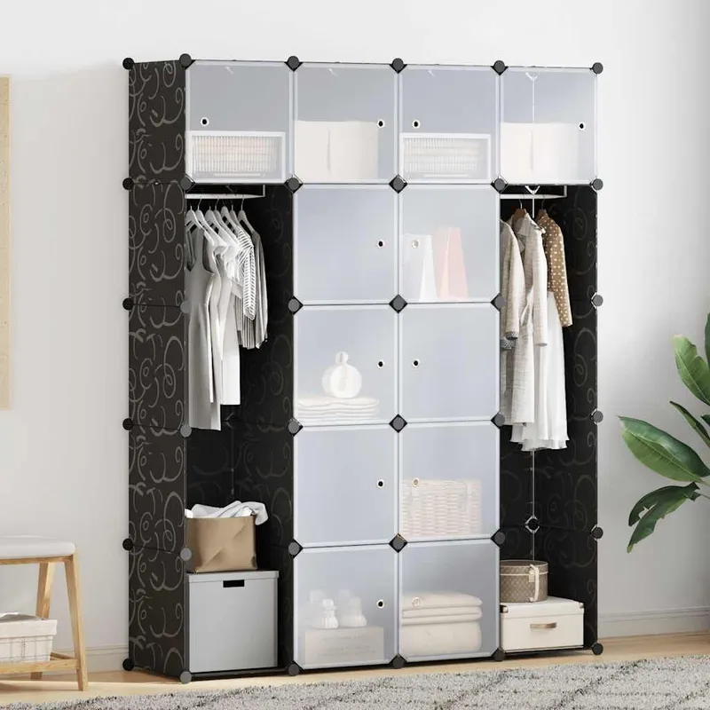 Modularer Schrank con 14 Fächern nero/bianco 37x146x180,5cm