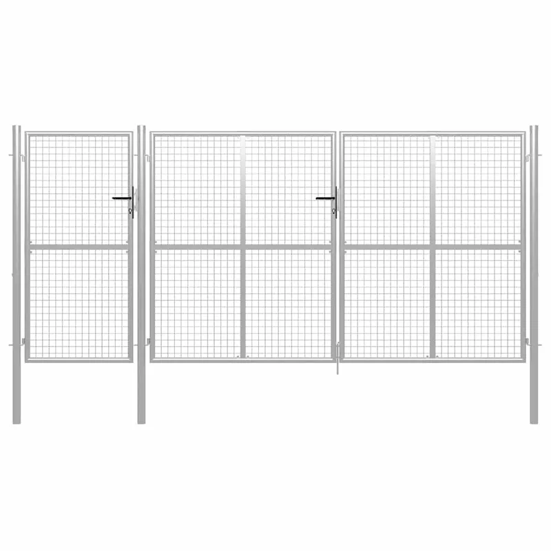 Gartentor aus Stahl 400 x 150 cm Silber