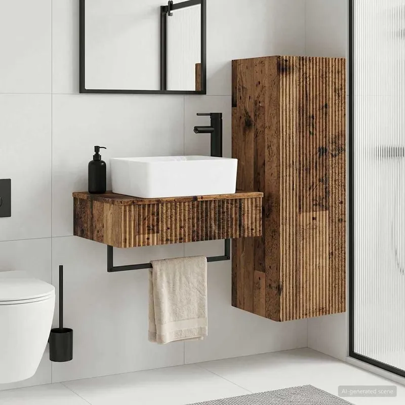 Badezimmermöbel-Set 2 stk. Altholz 33 x 34,5 x 100 cm