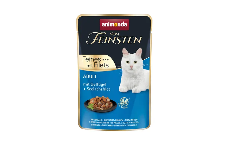 animonda Nassfutter Vom Feinsten avec Filet Geflügel & Seelachs, 85 g