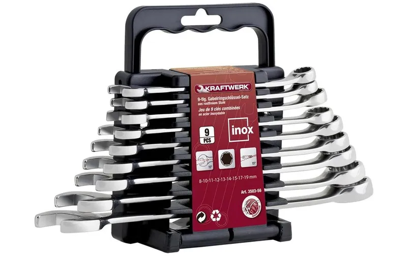 Kraftwerk Gabelringschlüssel-Set Pro Line Inox 8 - 19 mm, 9-teilig