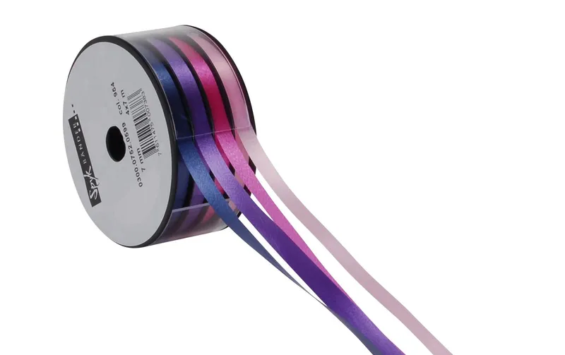 Spyk Geschenkband Kombispule 4 x 7 mm x 7 m, Violett/Pink