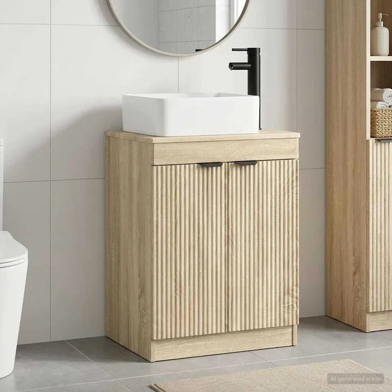 Badezimmermöbel-Set Sonoma-Eiche Holzwerkstoff
