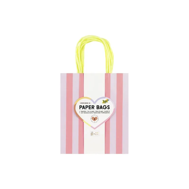 Folia Paper Bags M 8 pieces,18 x 8 x 21 cm, 4 Motive sortiert