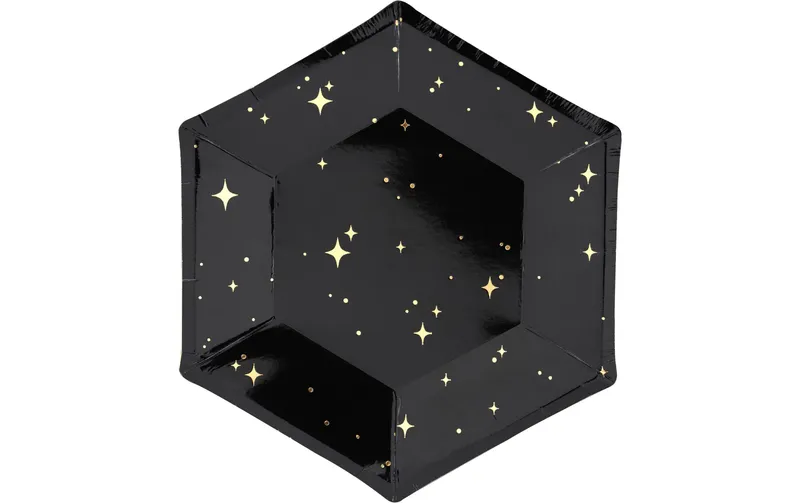 Partydeco Einwegteller Let's Celebrate 20 cm, 6 pezzi, nero