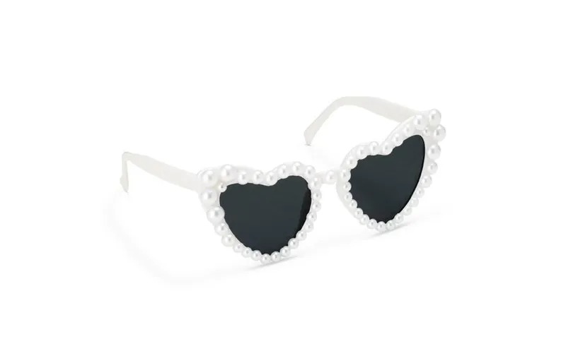 Partydeco Partybrille Herz, 13.5 x 5 x 13 cm, blanc