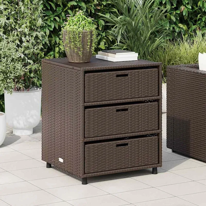 Gartenschrank Braun 55x59x69 cm Poly Rattan