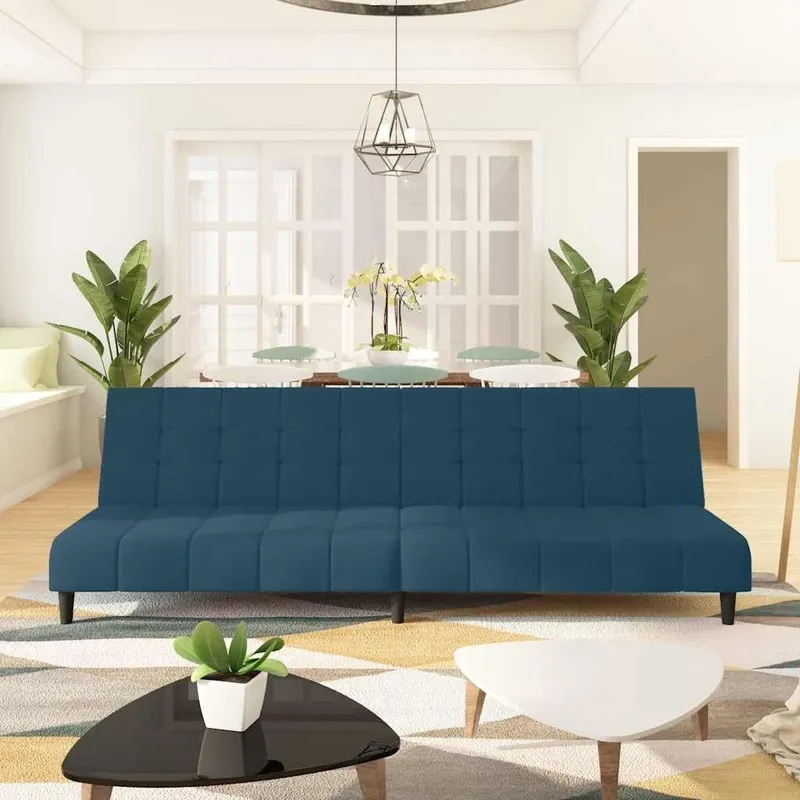 Schlafsofa 2-Sitzer blu Samt