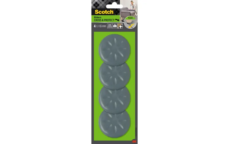 Scotch Möbelgleiter Flexibal, Ø 65 mm, gris, 4er Pack