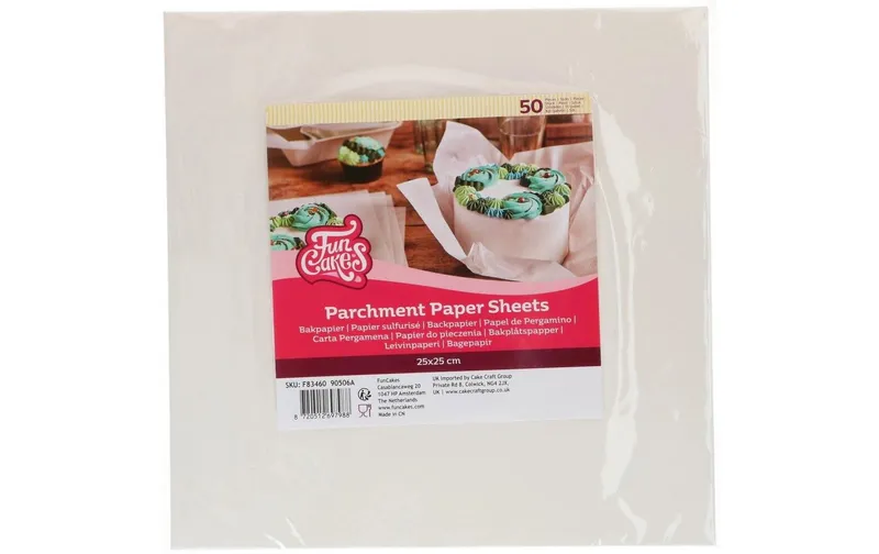 Funcakes Backpapier Bento Cake, 25 x 25 cm, 50 Stück