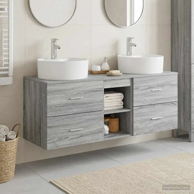 Badezimmerschrank-Set 3 stk. grey Sonoma 49,5 x 44,5 x 65 cm