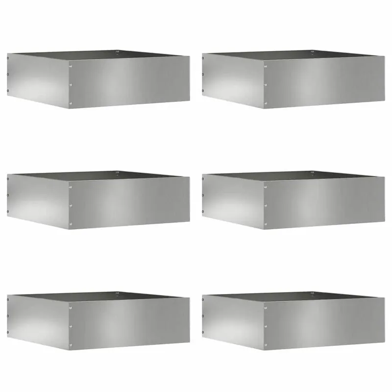 Rasenkante 6 stk. 40 x 40 x 13 cm Verzinkter Stahl Silber