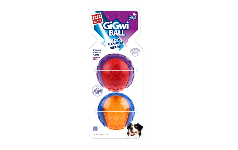 GiGwi Hunde-Spielzeug Ball Squeaker, blu/arancione e rosso/Violett