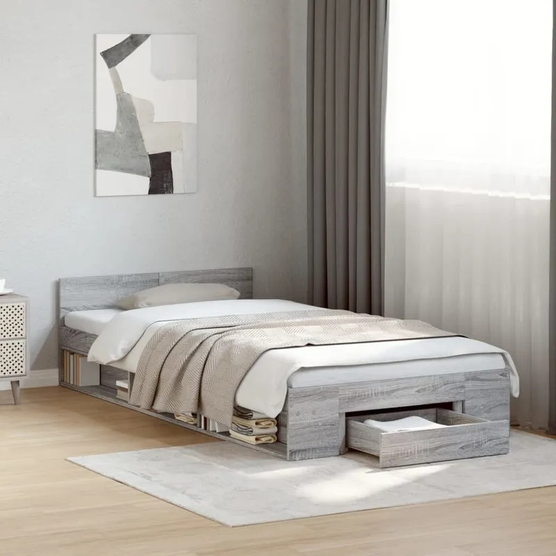 Bettgestell mit Schublade grigio Sonoma 100x200 cm derivato del legno
