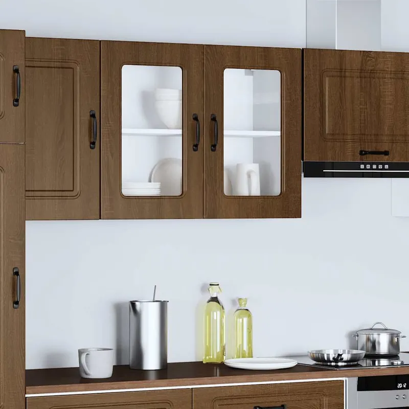 Küchen-Hängeschrank mit Glastür Kalmar marrone Eichen-Optik