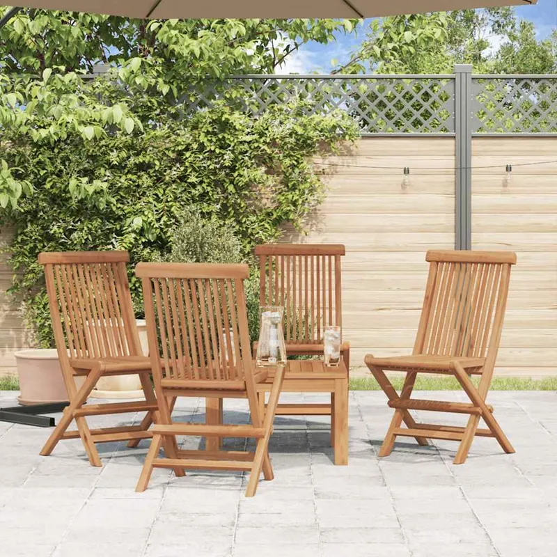 Klappstühle, 4er-Set, für Garten und Terrasse, Teakholz