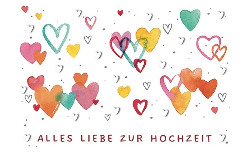 Cart Glückwunschkarte Hochzeit Herzen 12 x 17 cm