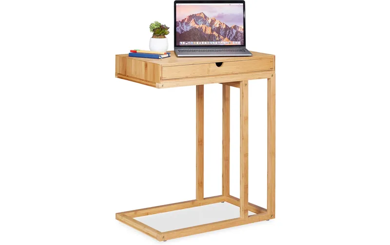 relaxdays Beistelltisch avec Schubfach 55 cm x 68 cm, Hellbraun