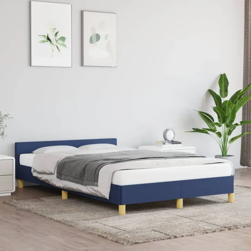struttura letto senza materasso blu 120x190 cm tessuto
