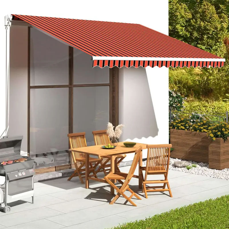 Telo di Ricambio per Tenda da Sole, Arancione e Marrone, 380x345 cm, Poliestere