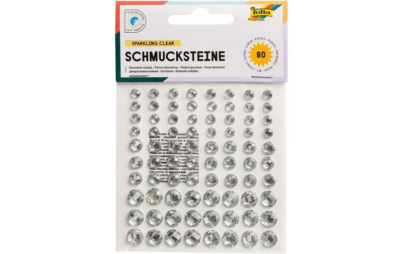 Folia Schmucksteine Clear selbstklebend 80 pieces