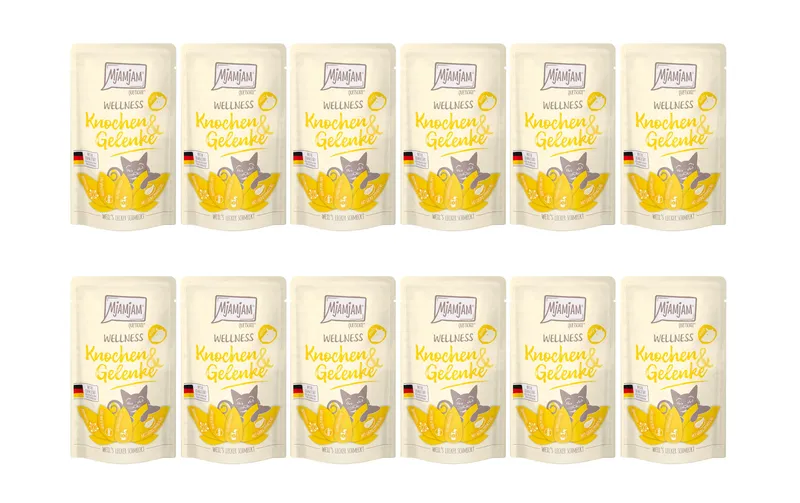 Mjamjam Nassfutter Wellness Knochen & Gelenke Rind, 12 x 125 g