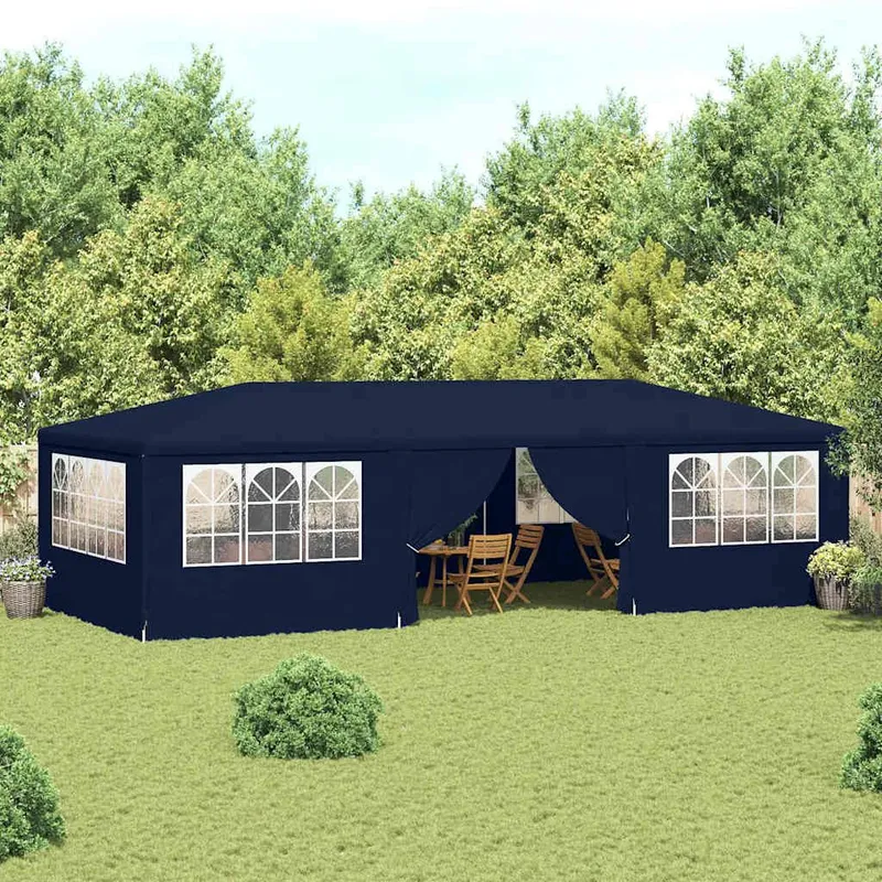 Tente de réception avec parois latérales 4x9 m Bleu 90 g/m²