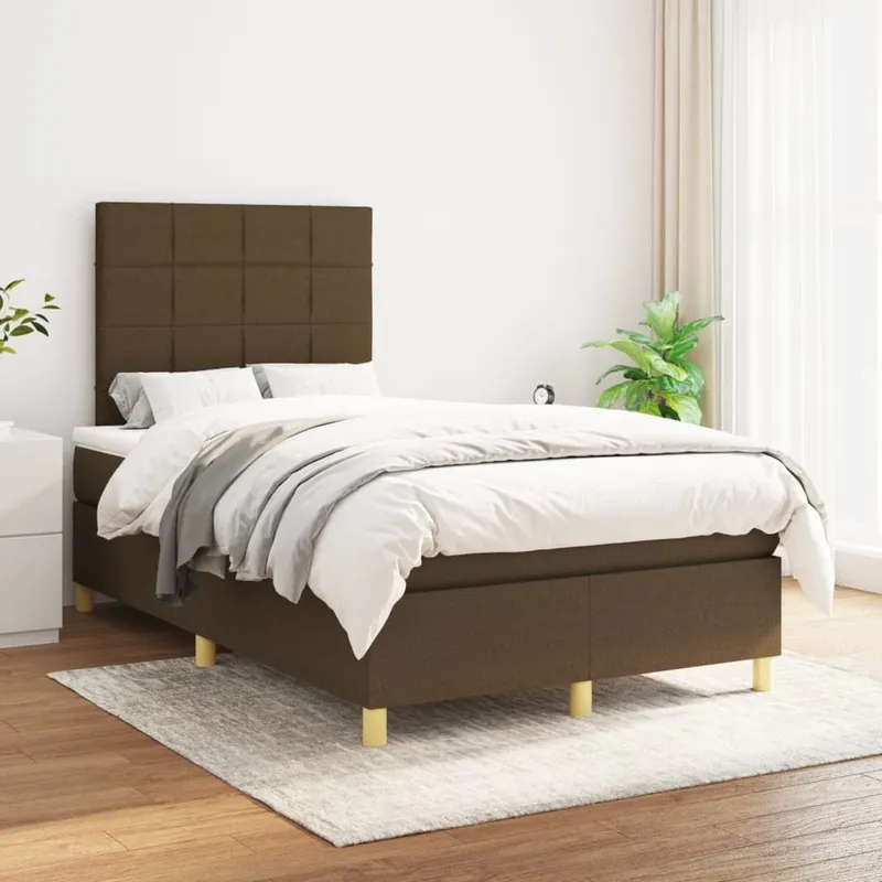 letto boxspring mit Matratze Dunkelbraun 120x200 cm tessuto