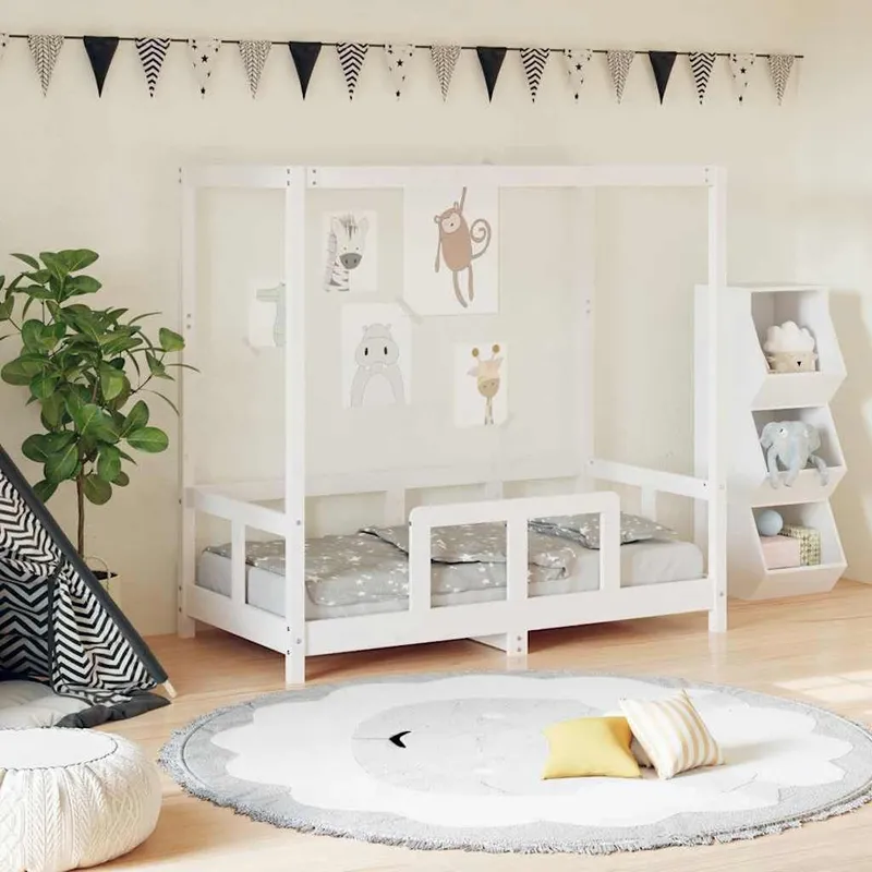 Kinderbett white 70x140 cm solid pine wood