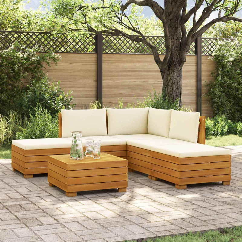 6 Stk. Outdoor-Sofagarnitur Massivholz Akazie Braun
