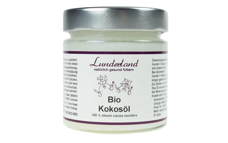 Lunderland Hunde-Nahrungsergänzung Bio-Kokosöl, 200 g