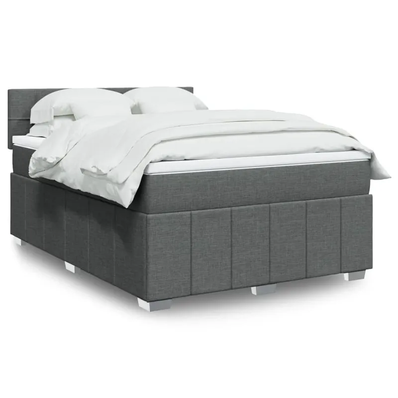 letto boxspring mit Matratze Dunkelgrau 140x190 cm tessuto