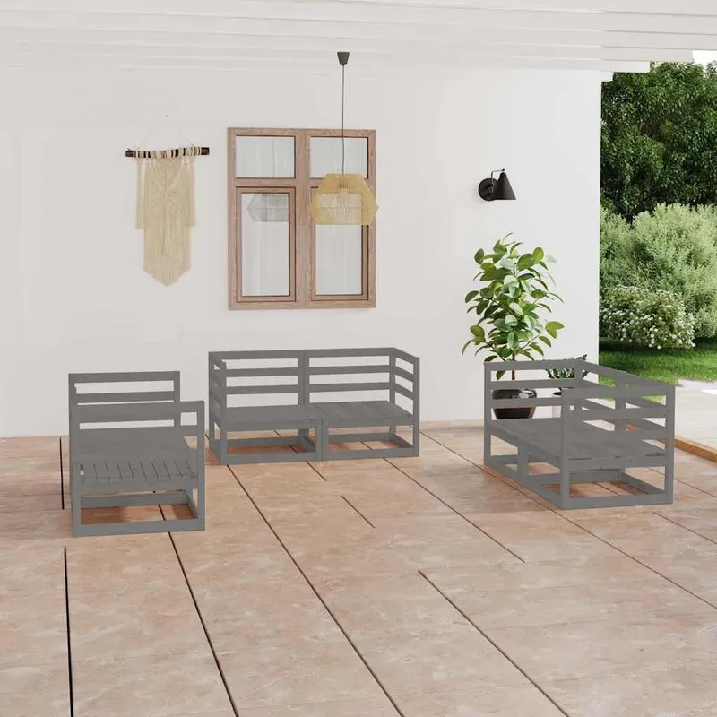 6-tlg. Garten-Lounge-Set grigio legno massiccio pino