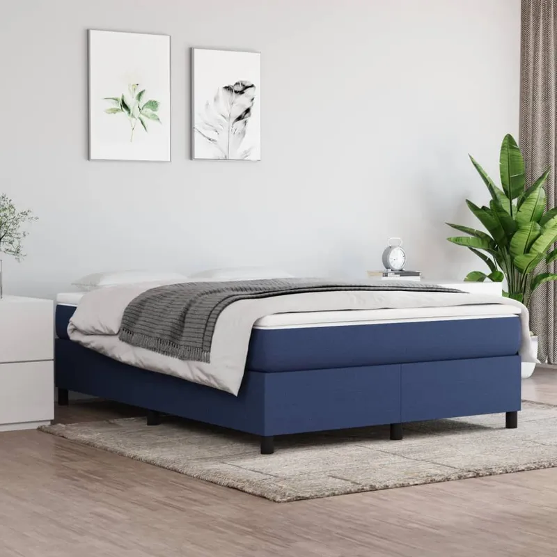 letto boxspring mit Matratze blu 140x200 cm tessuto