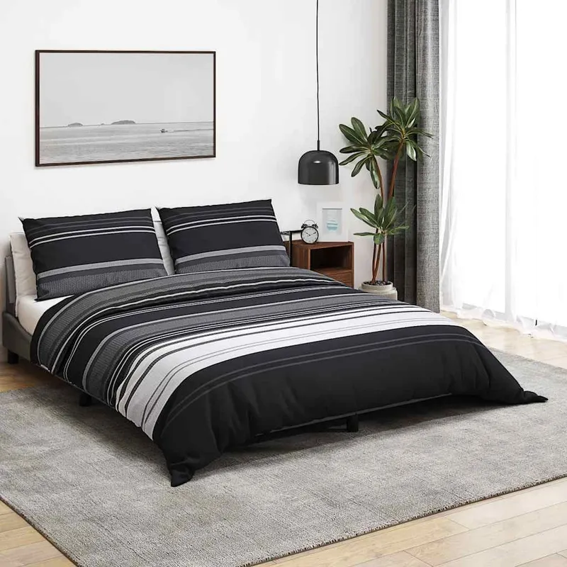 lettowäsche-Set nero e bianco 220x240 cm Baumwolle