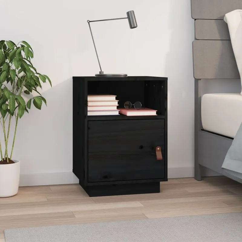 Nachttisch nero 40x34x55 cm legno massiccio pino