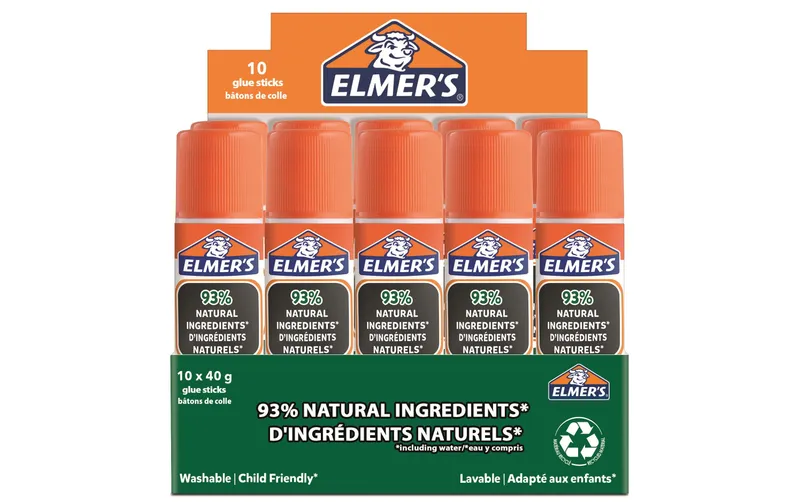 Set de bâtons de colle Elmer's Pure Glue, 10 pièces, Blanc